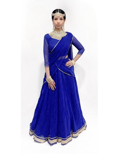 Lehenga choli ZEEL sari jupe evase Bleu  - 1