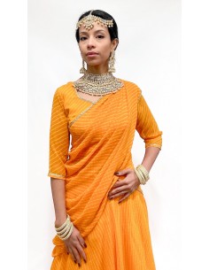 Lehenga choli ZEEL sari jupe evase saffron  - 1 2