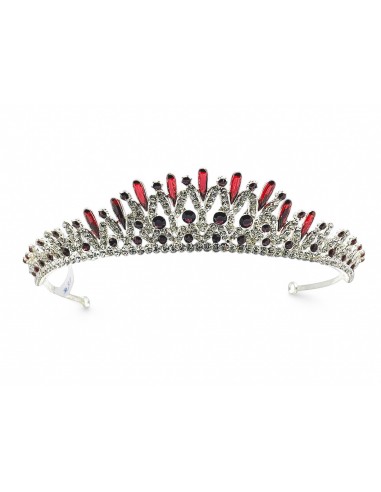 Diadème argenté avec strass rouges – Accessoire élégant pour mariages et galas  - 1