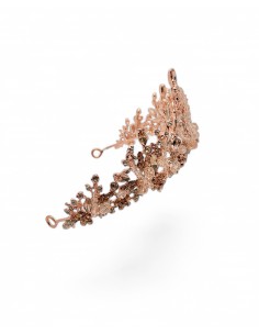 Diadème rose gold avec cristaux – Accessoire chic pour mariages et soirées  - 1 2