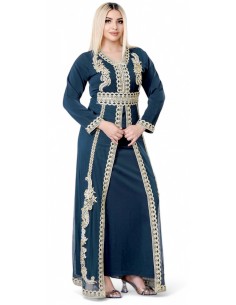 Caftan Robe orientale vert émeraude avec Broderies Dorées - Élégance  - 1