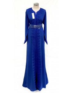 Caftan bleu royal brodé – Robe de cérémonie orientale élégante  - 1