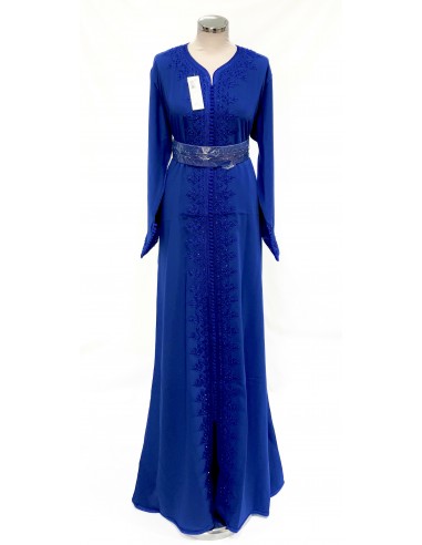 Caftan bleu royal brodé – Robe de cérémonie orientale élégante  - 1