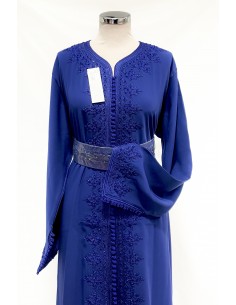 Caftan bleu royal brodé – Robe de cérémonie orientale élégante - 1 2