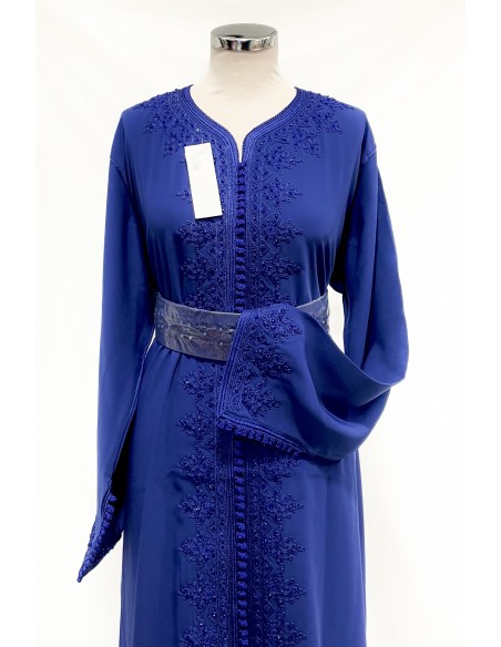 Caftan bleu royal brodé – Robe de cérémonie orientale élégante  - 2