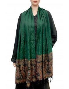 Écharpe Émeraude avec Motifs Traditionnels Pashminavert  - 2