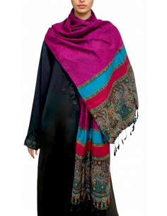Écharpe en Pashmina fuchsia à Motifs Traditionnels  - 2 2