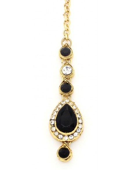 Maang Tikka Bijoux Front doré & noir  - 1