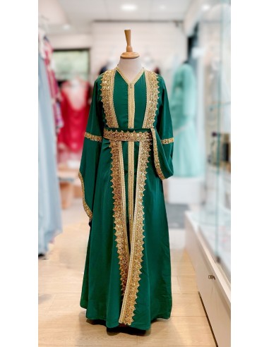 Caftan fille Enfant vert émeraude  - 1