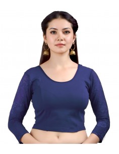 Choli Blouse de Sari indien Namrita Bleu marine  - 1