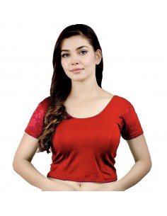 Choli Blouse de Sari indien varanasi rouge  - 1