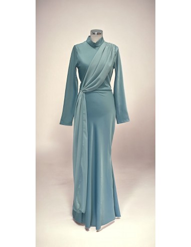 ✨ Robe Longue Drapée Élégante bleu eau – Chic & Intemporelle – Taille Unique 34-42 ✨  - 1