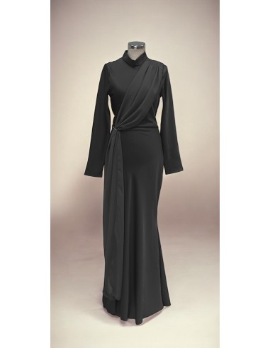 ✨ Robe Longue Drapée Élégante Noir – Chic & Intemporelle – Taille Unique 34-42 ✨  - 1