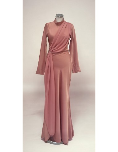 Robe Longue Drapée Élégante Rose – Chic & Intemporelle – Taille Unique 34-42 ✨  - 1