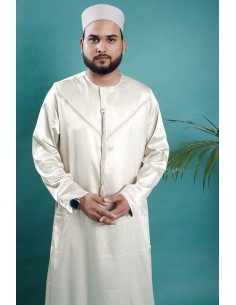 Qamis Émirati Homme beige - Élégance et Pureté pour l'Aïd et la Prière | Tailles 50 à 60  - 1 2