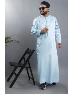 Qamis Émirati Homme bleu ciel - Élégance et Pureté pour l'Aïd et la Prière | Tailles 50 à 60  - 1