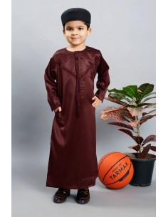 Qamis Émirati Enfant rouge - Tenue Élégante pour l'Aïd et la Prière  - 1