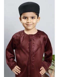 Qamis Émirati Enfant rouge - Tenue Élégante pour l'Aïd et la Prière  - 1 2