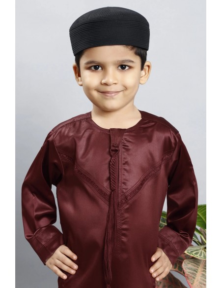 Qamis Émirati Enfant rouge - Tenue Élégante pour l'Aïd et la Prière  - 2