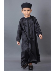 Qamis Émirati Enfant Noir - Tenue Élégante pour l'Aïd et la Prière  - 1