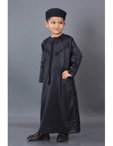 Qamis Émirati Enfant Noir - Tenue Élégante pour l'Aïd et la Prière  - 2