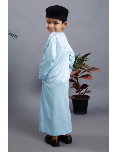 Qamis Émirati Enfant Bleu Ciel - Tenue Élégante pour l'Aïd et la Prière  - 2