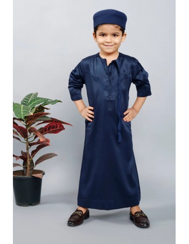 Qamis Émirati Enfant Bleu marine - Tenue Élégante pour l'Aïd et la Prière  - 1