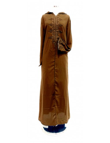 Djellaba Femme Moderne et Traditionnelle Marocaine Élégante avec Broderie et Capuche -Tenue Chic pour Quotidien bronze  - 1