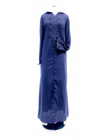 Djellaba Femme Moderne et Traditionnelle Marocaine Élégante avec Broderie et Capuche -Tenue Chic pour Quotidien Bleu  - 1