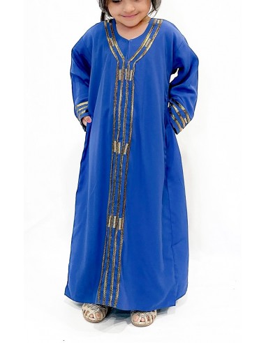 Djellaba Abaya Enfant pour l'Aïd - Élégance et Tradition Bleu Royal  - 1