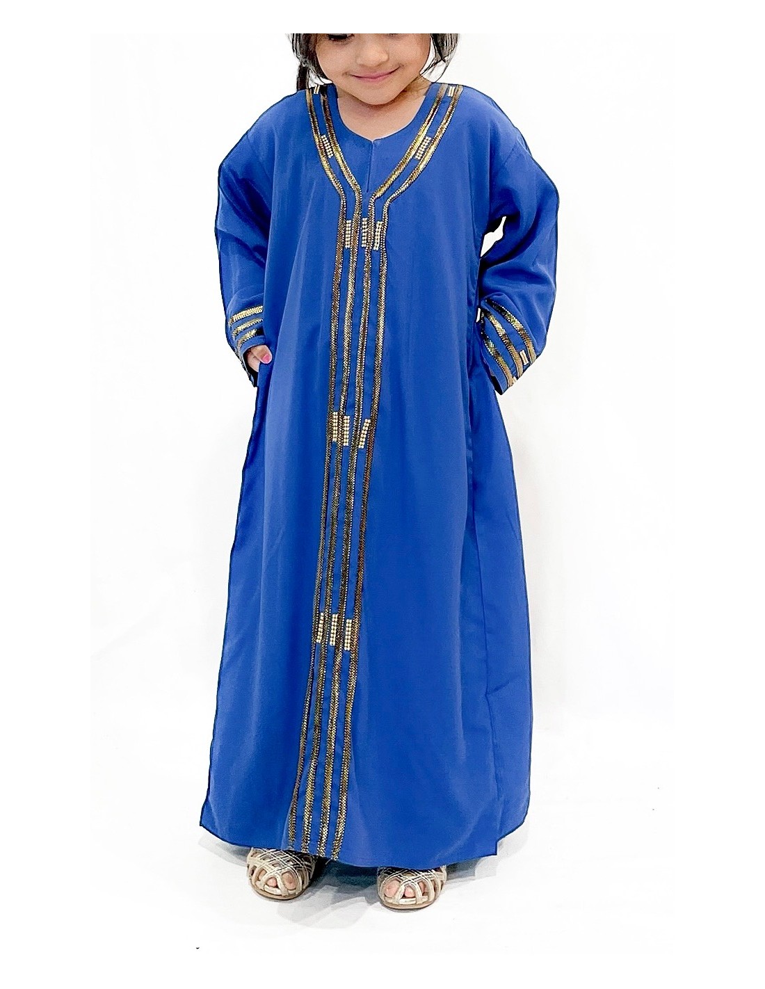 Djellaba Abaya Enfant pour l'Aïd Élégance et Tradition Bleu