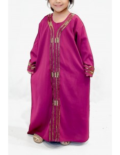 Djellaba Abaya Enfant pour l'Aïd - Élégance et Tradition Rose Fuchsia  - 1