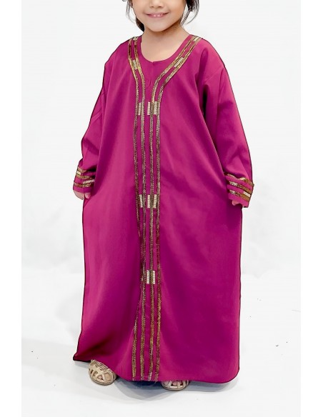 Djellaba Abaya Enfant pour l'Aïd - Élégance et Tradition Rose Fuchsia  - 1
