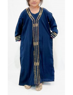 Djellaba Abaya fille Enfant pour l'Aïd - Élégance et Tradition Bleu marine  - 1