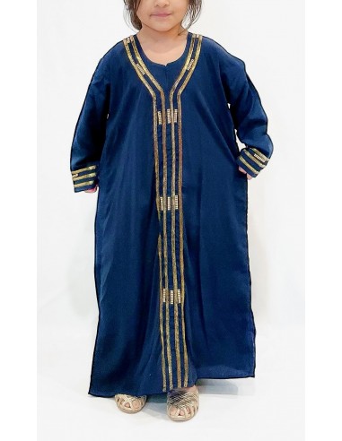 Djellaba Abaya fille Enfant pour l'Aïd - Élégance et Tradition Bleu marine  - 1