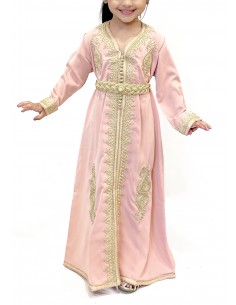 Caftan fille Enfant Marocain Rose clair 3 - 6 ans - Idéal pour Mariage, Fête et Aïd | Robe Orientale Princesse  - 1