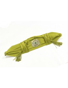 Ceinture Orientale en Satin Vert Olive avec Boucle Dorée – Accessoire Élégant pour Caftan et Takchita  - 1 2