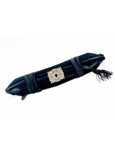 Ceinture Orientale en Satin Noir avec Boucle Dorée – Élégance et Raffinement pour Caftan et Takchita  - 1 2