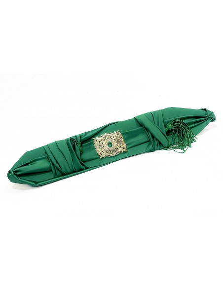 Ceinture Orientale en Satin vert avec Boucle Dorée – Élégance et Raffinement pour Caftan et Takchita  - 2