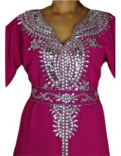 Robe de Dubai Rose et argenté  - 1 2