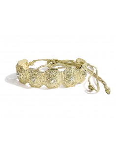 Ceinture Dorée avec Motifs Finement Ciselés et Pierres Blanches  - 1 2