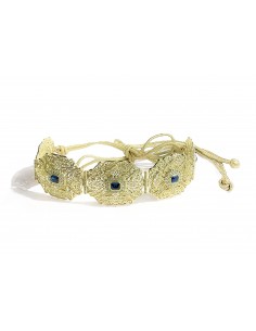 Ceinture Dorée Traditionnelle avec Pierres Bleu Marine et Motifs Gravés  - 2 2