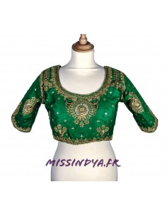 Choli haut blouse sari manas vert  - 1
