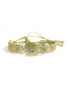 Ceinture Dorée Élégante avec Ornement Central et Pierres Rose Pastel  - 2 2