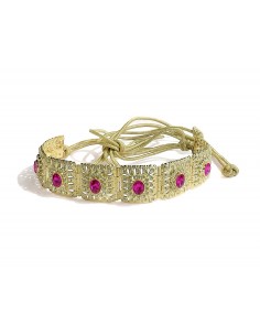 Ceinture Dorée avec Pierres Rose Vif et Strass  - 1