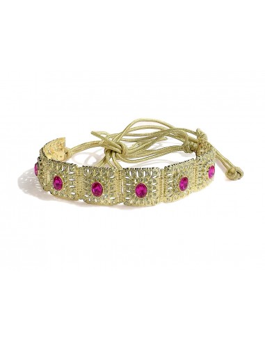 Ceinture Dorée avec Pierres Rose Vif et Strass  - 1