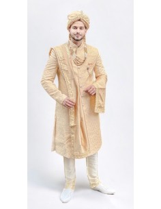 Sherwani Mariage - Élégance Royale en Maharaja Beige | Taille 38 à 44  - 1