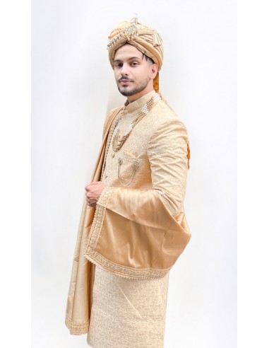 Sherwani Mariage - Élégance Royale en Maharaja Beige | Taille 38 à 44  - 4