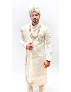Sherwani de Mariage Maharaja Blanc - Élégance et Tradition | Taille 38 à 44  - 1 2