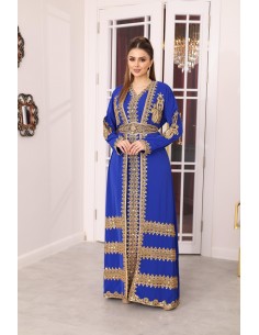 Takchita Luxe Brodée Dorée – 2 Pièces Élégance Orientale (Du 38 au 44) Bleu - 2 2